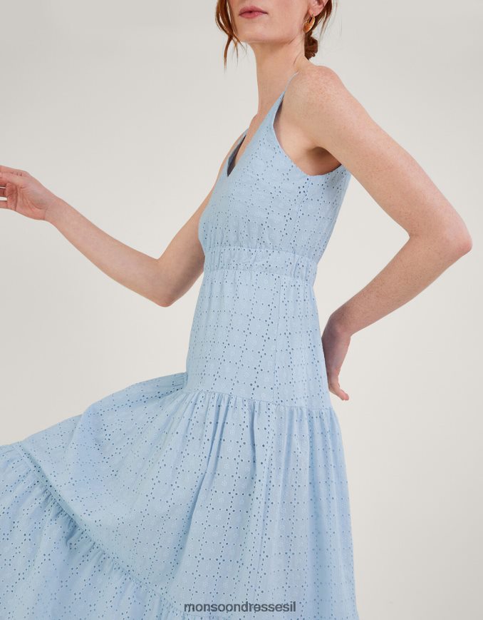 הַלבָּשָׁה Monsoon שמלת קומות של בל ברודרי כְּחוֹל נשים HTJ0TZ338