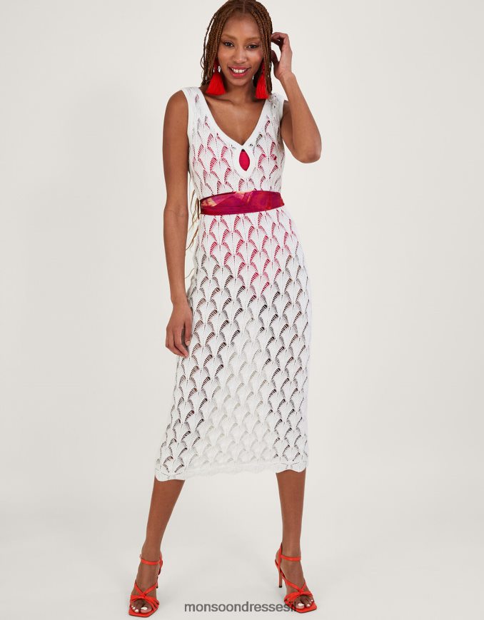 הַלבָּשָׁה Monsoon שמלת מידי חוף פוינטל סטיץ' שֶׁנהָב נשים HTJ0TZ339