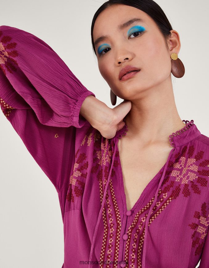 הַלבָּשָׁה Monsoon שמלת תפרים פרחונית וָרוֹד נשים HTJ0TZ33