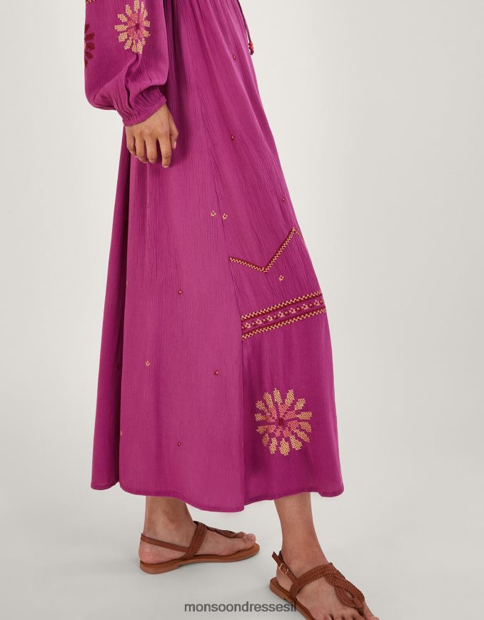 הַלבָּשָׁה Monsoon שמלת תפרים פרחונית וָרוֹד נשים HTJ0TZ33