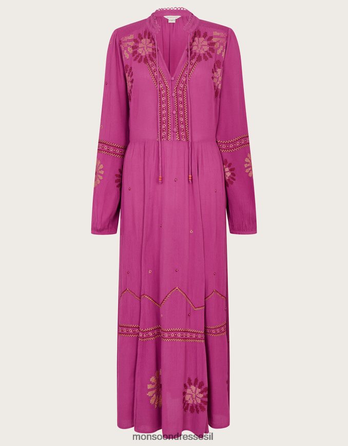 הַלבָּשָׁה Monsoon שמלת תפרים פרחונית וָרוֹד נשים HTJ0TZ33