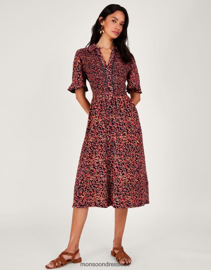 הַלבָּשָׁה Monsoon שמלת חולצה מודפסת אָדוֹם נשים HTJ0TZ357