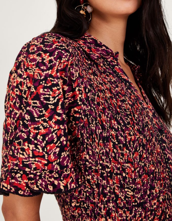 הַלבָּשָׁה Monsoon שמלת חולצה מודפסת אָדוֹם נשים HTJ0TZ357