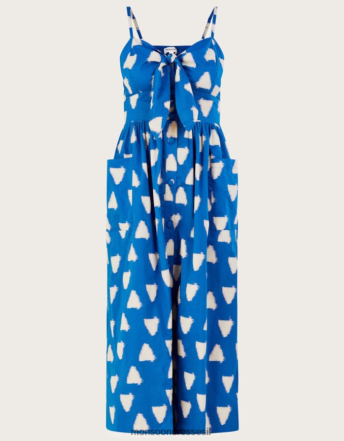 הַלבָּשָׁה Monsoon שמלת קאמי בצבע באטיק משולש כְּחוֹל נשים HTJ0TZ359