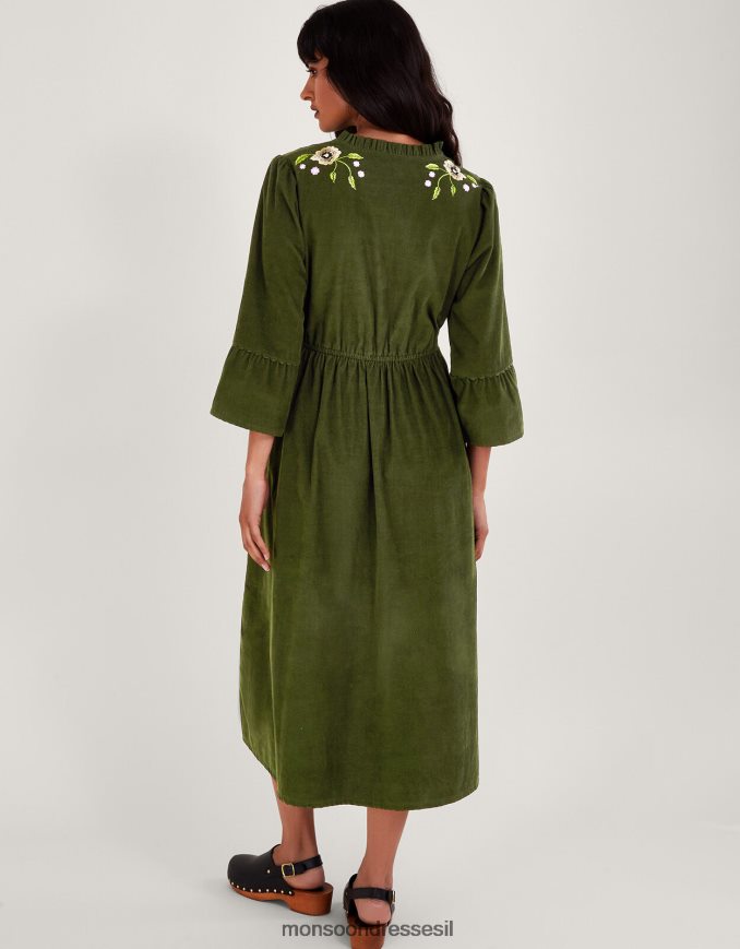 הַלבָּשָׁה Monsoon שמלת חבל רקומה ירוק נשים HTJ0TZ35