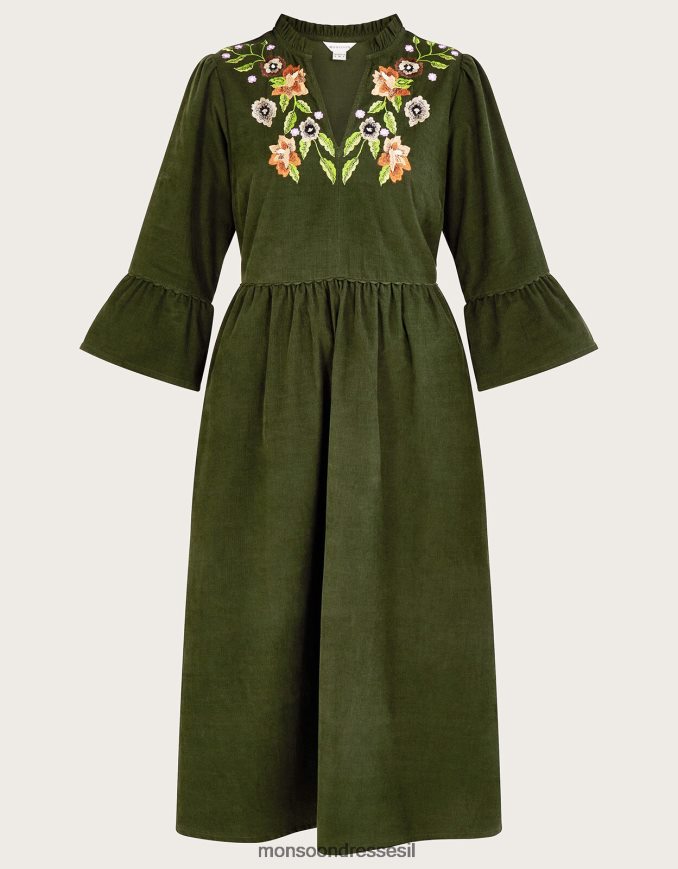 הַלבָּשָׁה Monsoon שמלת חבל רקומה ירוק נשים HTJ0TZ35