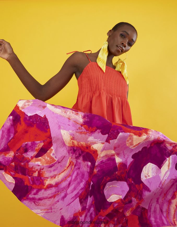 הַלבָּשָׁה Monsoon חצאית מידי בהדפס מופשט של חארי וָרוֹד נשים HTJ0TZ362