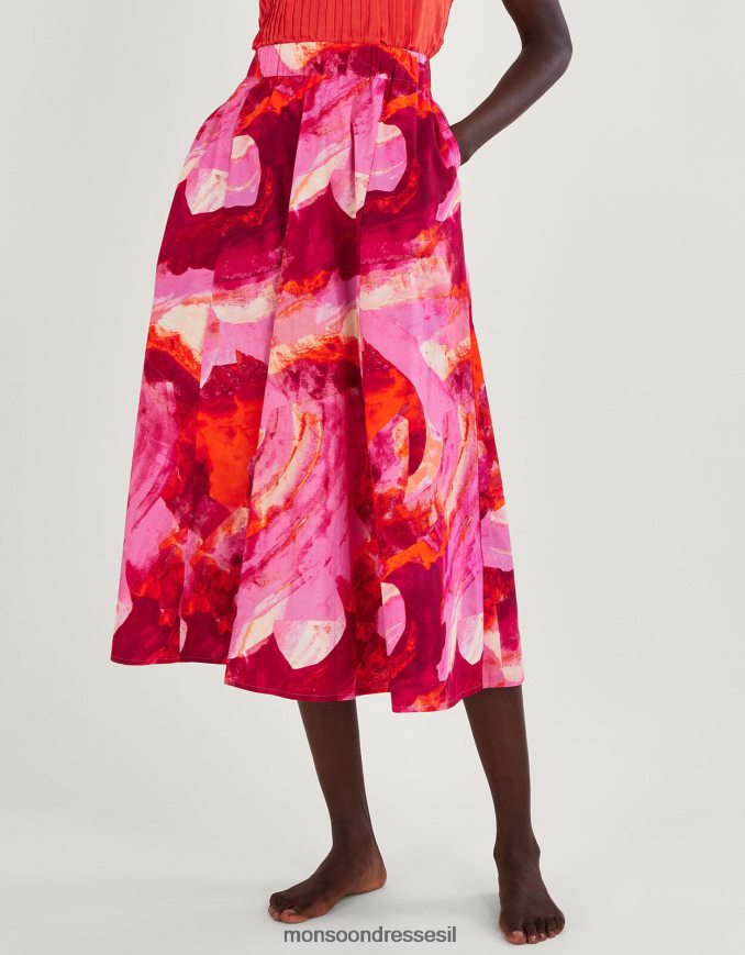 הַלבָּשָׁה Monsoon חצאית מידי בהדפס מופשט של חארי וָרוֹד נשים HTJ0TZ362