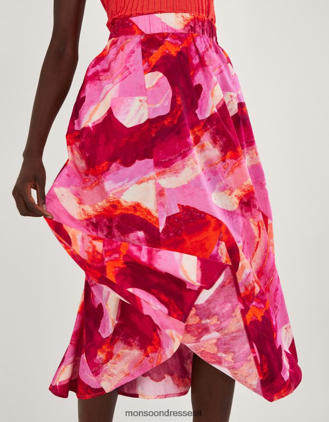 הַלבָּשָׁה Monsoon חצאית מידי בהדפס מופשט של חארי וָרוֹד נשים HTJ0TZ362