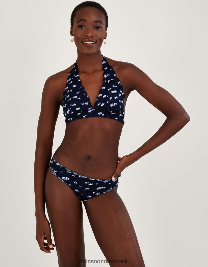הַלבָּשָׁה Monsoon תחתוני ביקיני סקאלופ בהדפס בטיק עם פוליאסטר ממוחזר כחול (צי) נשים HTJ0TZ363
