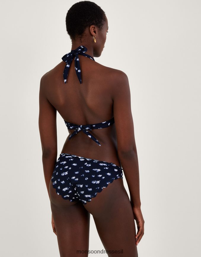 הַלבָּשָׁה Monsoon חולצת ביקיני סקאלופ בהדפס בטיק עם פוליאסטר ממוחזר כחול (צי) נשים HTJ0TZ368