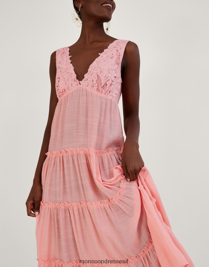 הַלבָּשָׁה Monsoon שמלת מקסי מחוך חוף עם עיטור תחרה תפוז נשים HTJ0TZ381