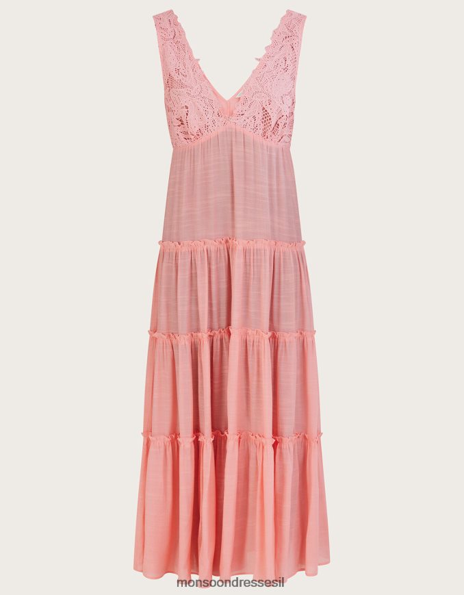 הַלבָּשָׁה Monsoon שמלת מקסי מחוך חוף עם עיטור תחרה תפוז נשים HTJ0TZ381