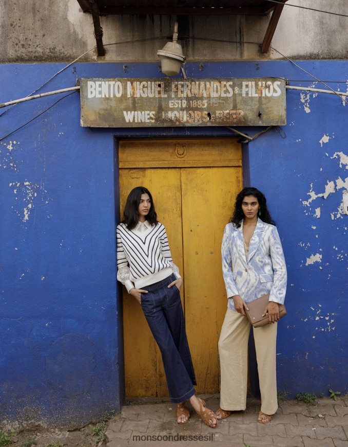 הַלבָּשָׁה Monsoon מכנסי ג'ני בתערובת פשתן אבן טבעית) נשים HTJ0TZ382