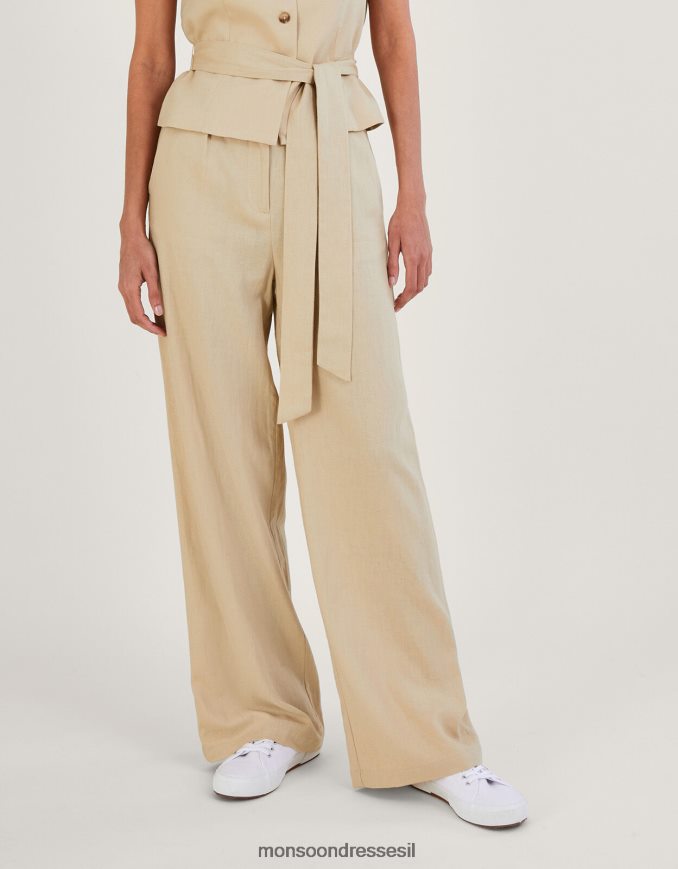 הַלבָּשָׁה Monsoon מכנסי ג'ני בתערובת פשתן אבן טבעית) נשים HTJ0TZ382