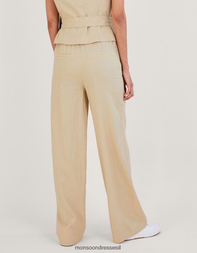 הַלבָּשָׁה Monsoon מכנסי ג'ני בתערובת פשתן אבן טבעית) נשים HTJ0TZ382