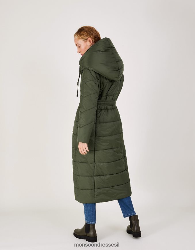 הַלבָּשָׁה Monsoon מעיל מקסי מרופד של לורנה ירוק נשים HTJ0TZ384