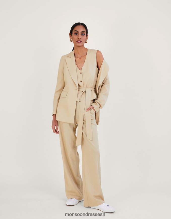 הַלבָּשָׁה Monsoon ז'קט ג'ני בתערובת פשתן אבן טבעית) נשים HTJ0TZ389