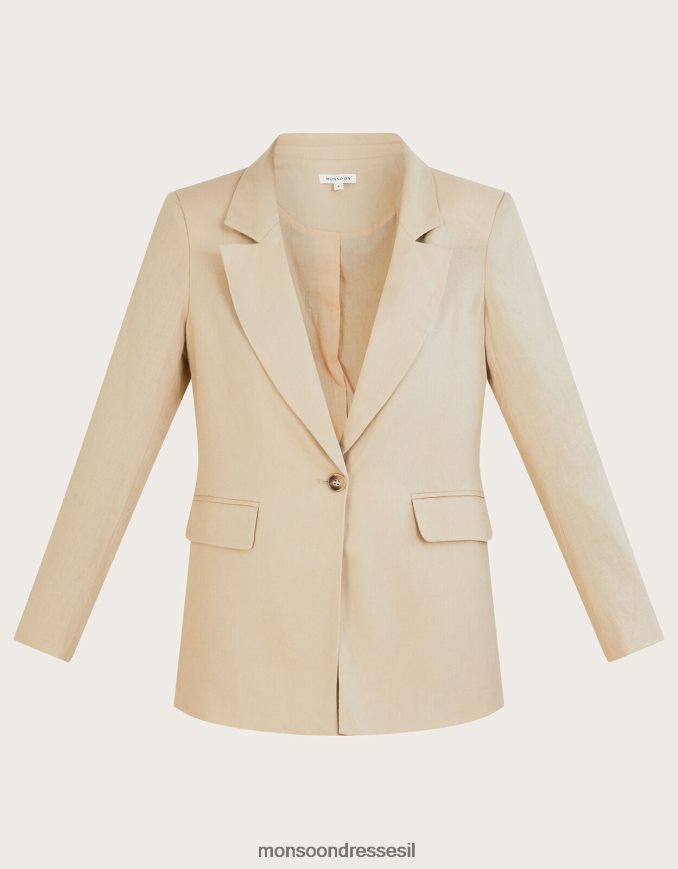 הַלבָּשָׁה Monsoon ז'קט ג'ני בתערובת פשתן אבן טבעית) נשים HTJ0TZ389