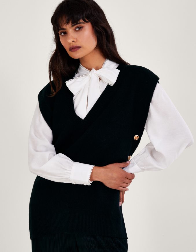 הַלבָּשָׁה Monsoon כפתור בילי צד טבורד שָׁחוֹר נשים HTJ0TZ38