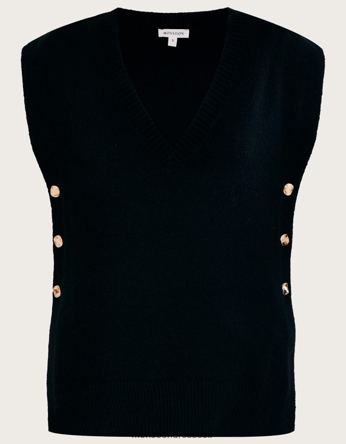 הַלבָּשָׁה Monsoon כפתור בילי צד טבורד שָׁחוֹר נשים HTJ0TZ38