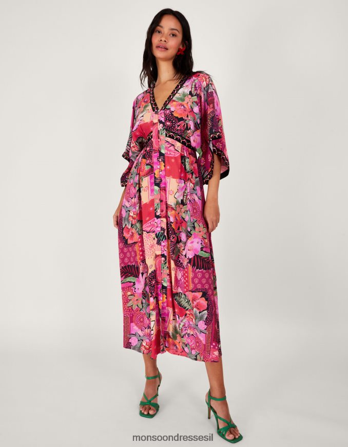 הַלבָּשָׁה Monsoon שמלת קימונו של אנסטסיה בוויסקוזה בת קיימא וָרוֹד נשים HTJ0TZ390