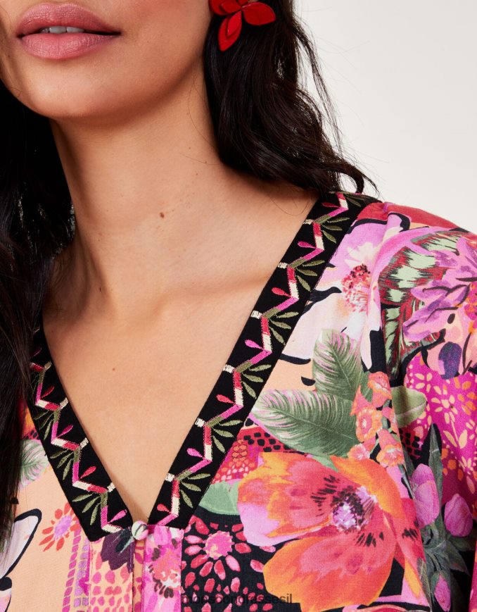 הַלבָּשָׁה Monsoon שמלת קימונו של אנסטסיה בוויסקוזה בת קיימא וָרוֹד נשים HTJ0TZ390