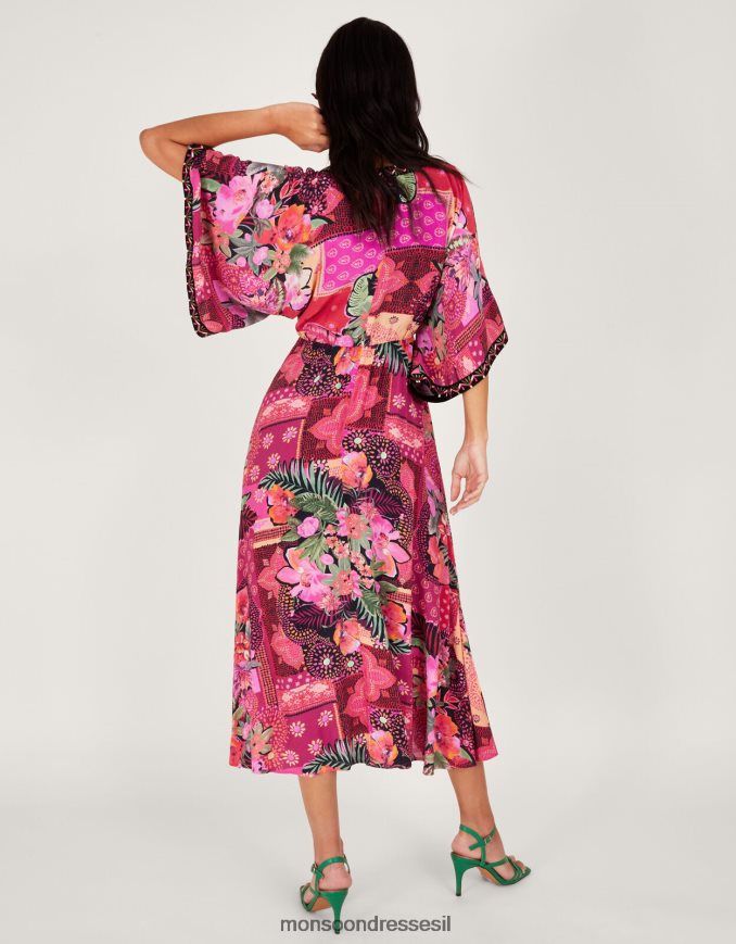 הַלבָּשָׁה Monsoon שמלת קימונו של אנסטסיה בוויסקוזה בת קיימא וָרוֹד נשים HTJ0TZ390