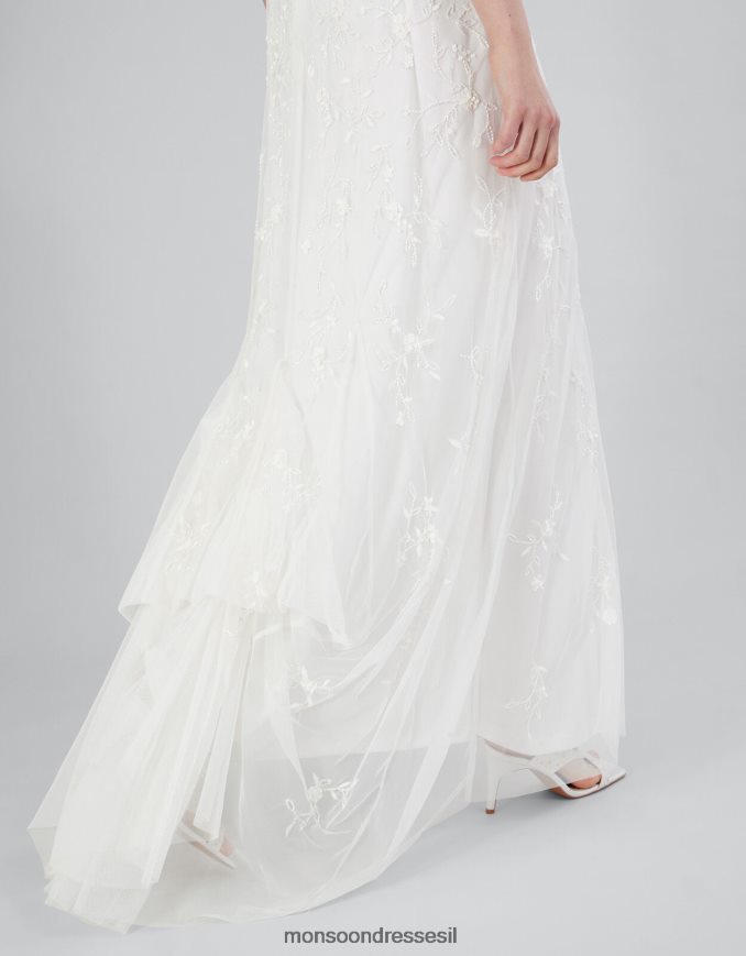 הַלבָּשָׁה Monsoon שמלת כלה עם צווארון מעטה מעוטרת הולי שֶׁנהָב נשים HTJ0TZ392