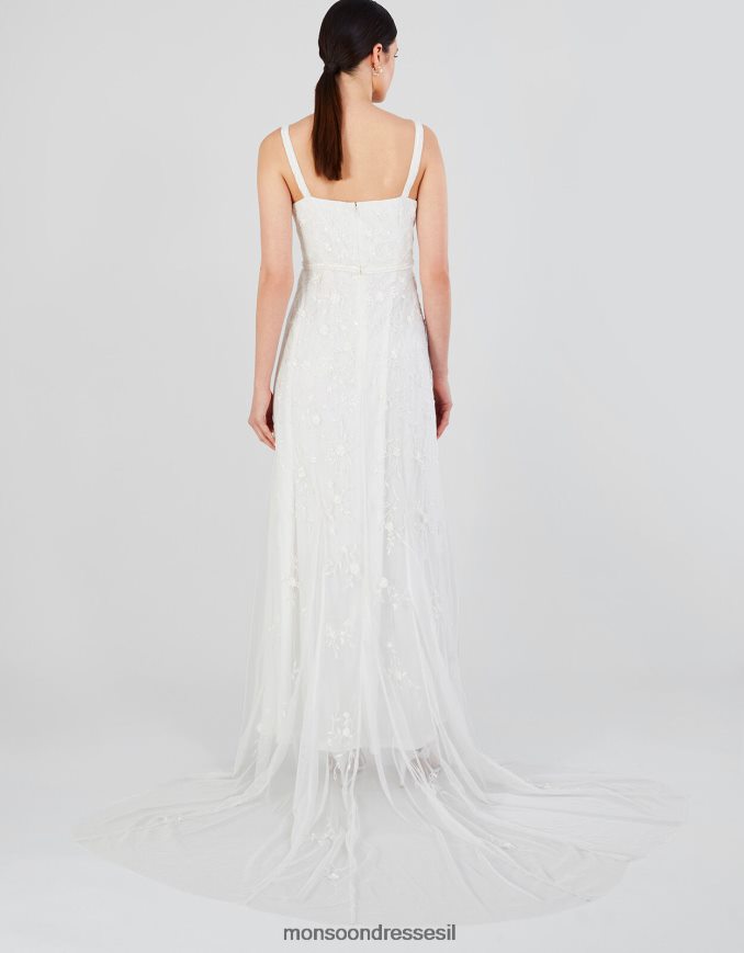 הַלבָּשָׁה Monsoon שמלת כלה עם צווארון מעטה מעוטרת הולי שֶׁנהָב נשים HTJ0TZ392