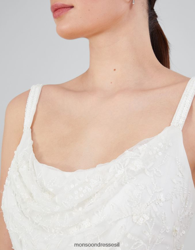 הַלבָּשָׁה Monsoon שמלת כלה עם צווארון מעטה מעוטרת הולי שֶׁנהָב נשים HTJ0TZ392