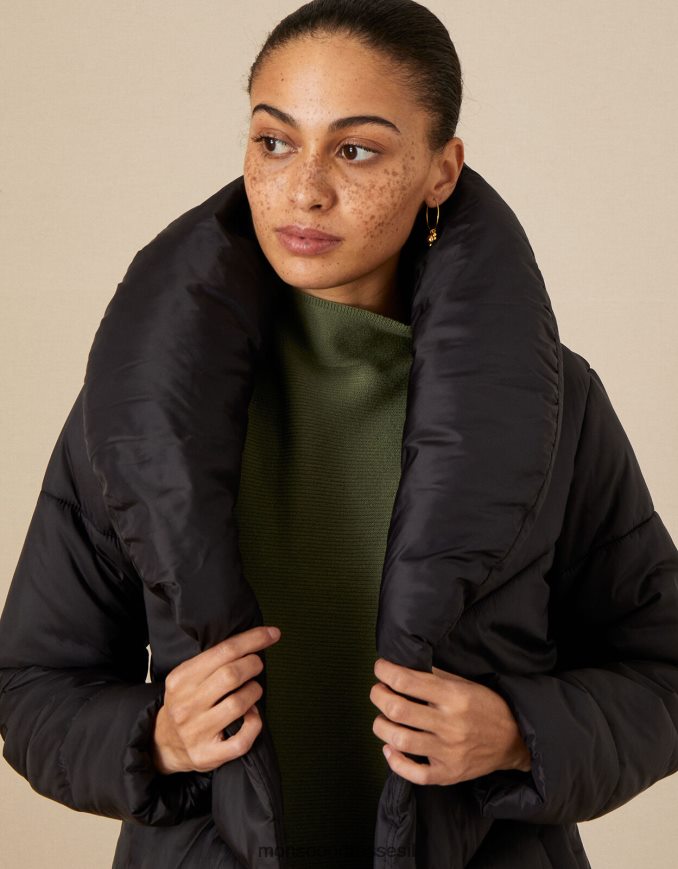 הַלבָּשָׁה Monsoon מעיל מקסי מרופד קלרה לונגליין בפוליאסטר ממוחזר שָׁחוֹר נשים HTJ0TZ395