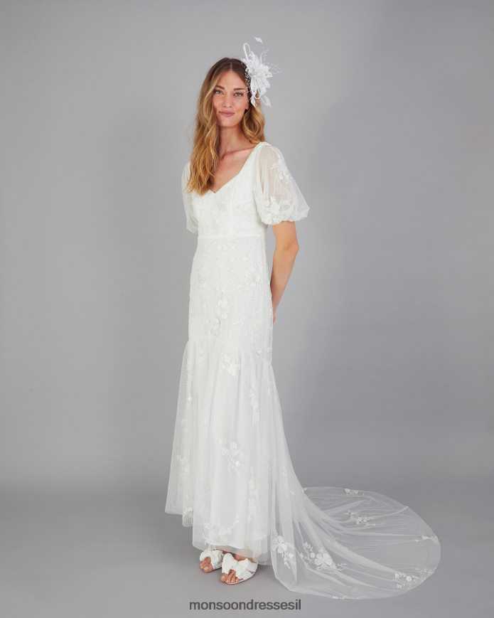 הַלבָּשָׁה Monsoon שמלת מקסי כלה מעוטרת בסגול שֶׁנהָב נשים HTJ0TZ398