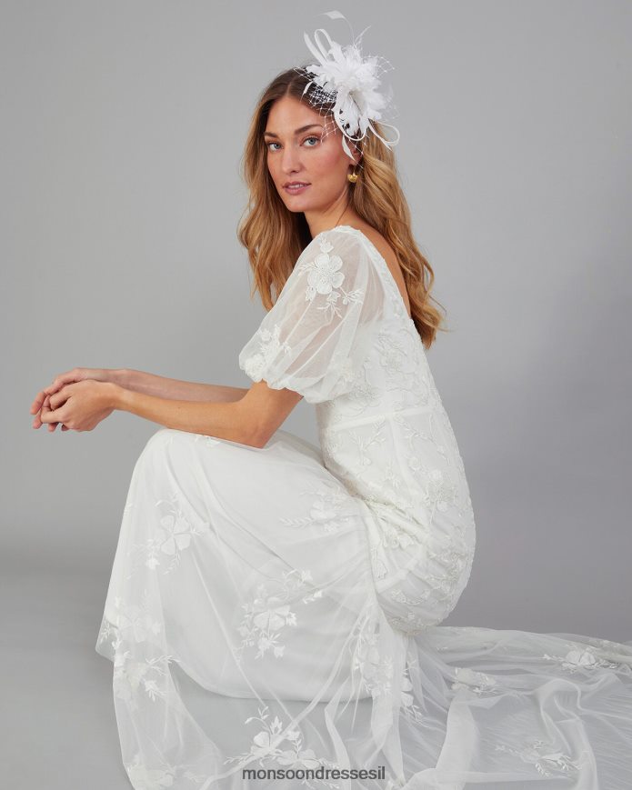 הַלבָּשָׁה Monsoon שמלת מקסי כלה מעוטרת בסגול שֶׁנהָב נשים HTJ0TZ398