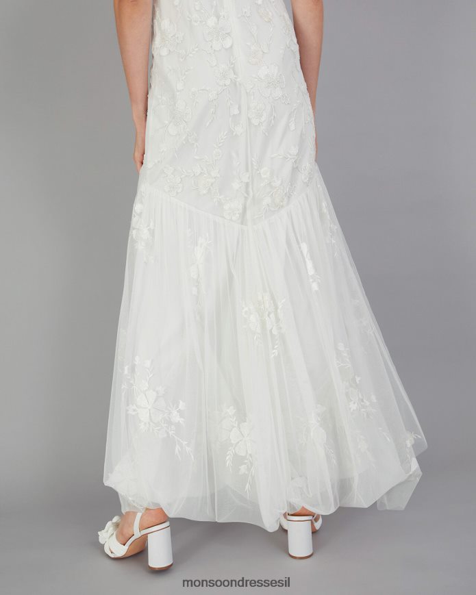 הַלבָּשָׁה Monsoon שמלת מקסי כלה מעוטרת בסגול שֶׁנהָב נשים HTJ0TZ398