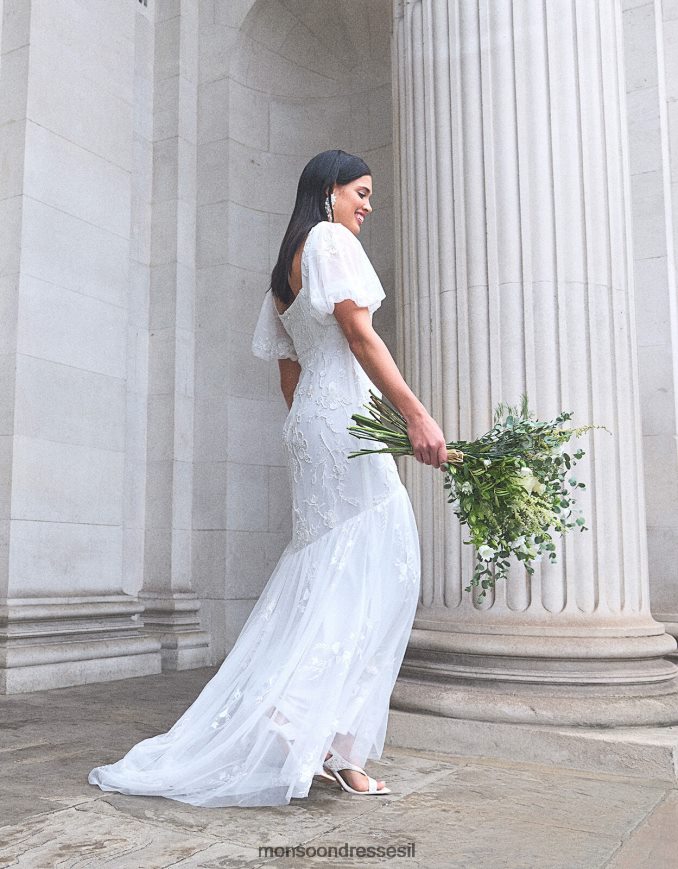 הַלבָּשָׁה Monsoon שמלת מקסי כלה מעוטרת בסגול שֶׁנהָב נשים HTJ0TZ398