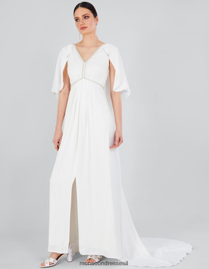 הַלבָּשָׁה Monsoon שמלת כלה מקסי סאטן של סופי שֶׁנהָב נשים HTJ0TZ399