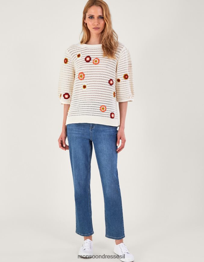 הַלבָּשָׁה Monsoon מגשר רקום פרחוני שֶׁנהָב נשים HTJ0TZ39