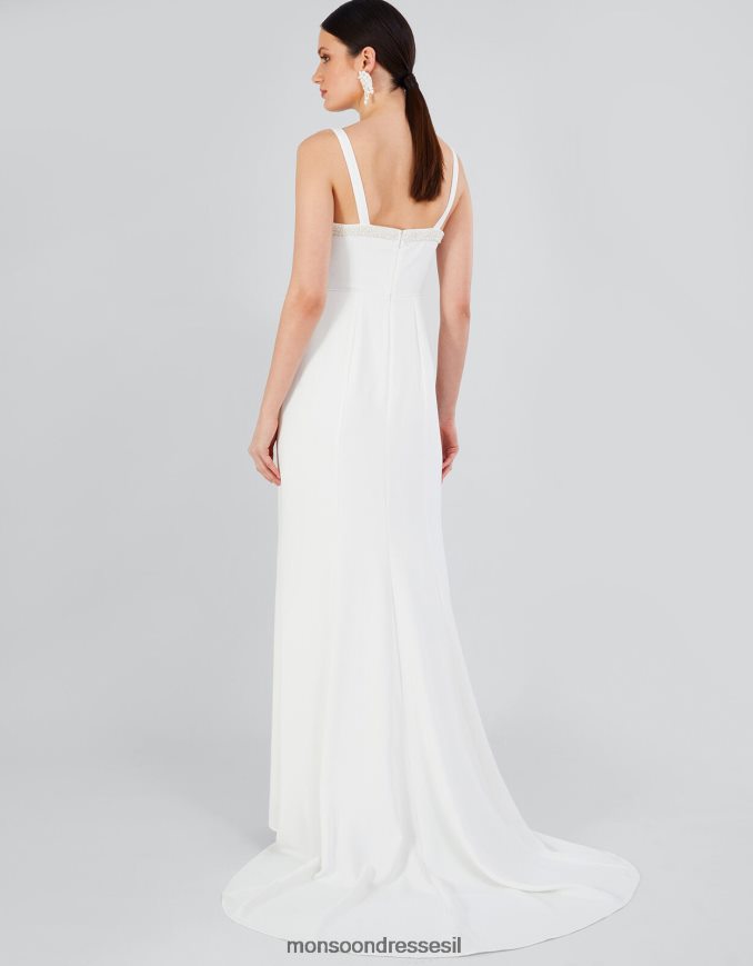 הַלבָּשָׁה Monsoon שמלת מקסי כלה בגזרת פנינים קייט שֶׁנהָב נשים HTJ0TZ400