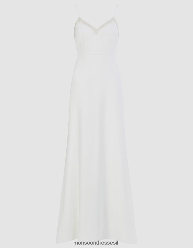 הַלבָּשָׁה Monsoon שמלת מקסי כלה בגזרת פנינים קייט שֶׁנהָב נשים HTJ0TZ400