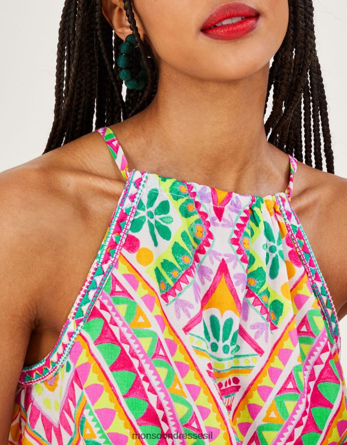 הַלבָּשָׁה Monsoon חולצת קמי בהדפס פסיפס וָרוֹד נשים HTJ0TZ403