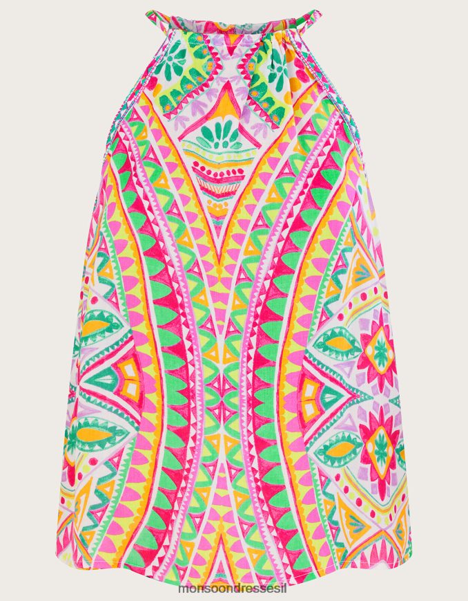 הַלבָּשָׁה Monsoon חולצת קמי בהדפס פסיפס וָרוֹד נשים HTJ0TZ403