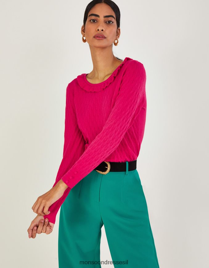 הַלבָּשָׁה Monsoon מגשר עם צווארון סלסול עם ויסקוזה בר קיימא וָרוֹד נשים HTJ0TZ405