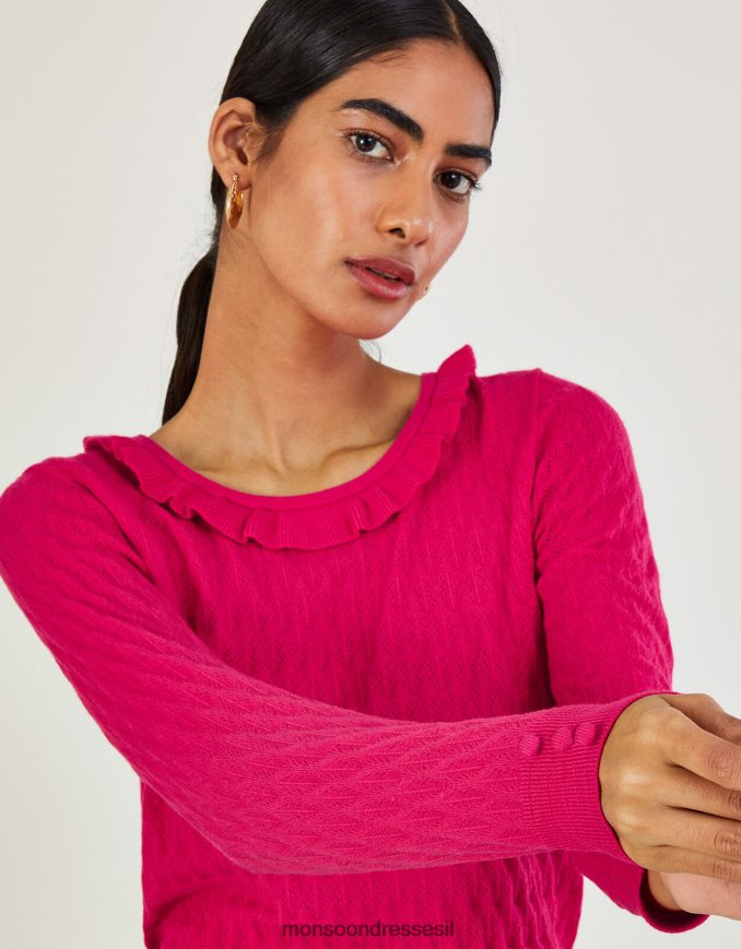 הַלבָּשָׁה Monsoon מגשר עם צווארון סלסול עם ויסקוזה בר קיימא וָרוֹד נשים HTJ0TZ405