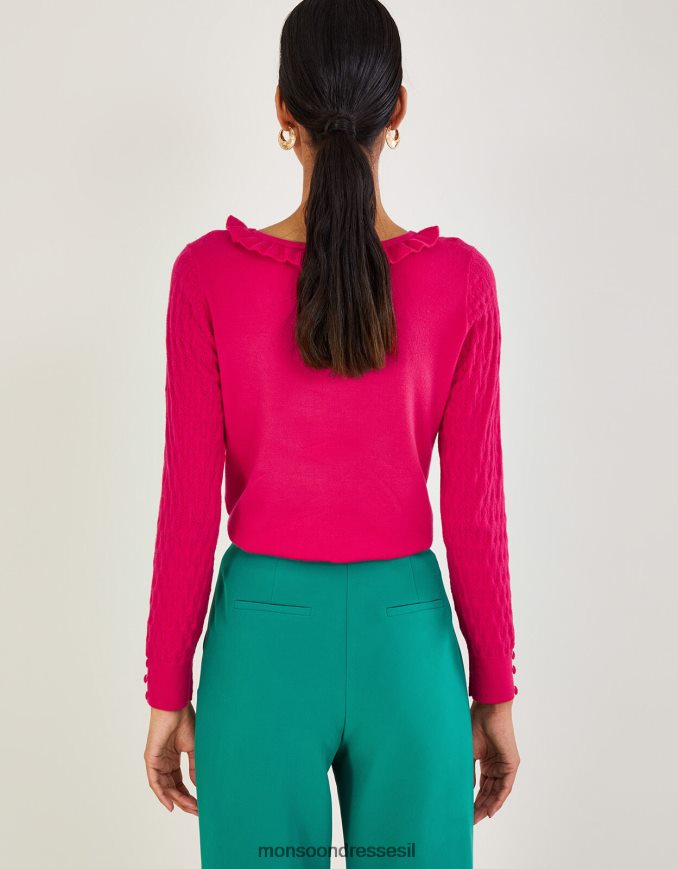 הַלבָּשָׁה Monsoon מגשר עם צווארון סלסול עם ויסקוזה בר קיימא וָרוֹד נשים HTJ0TZ405