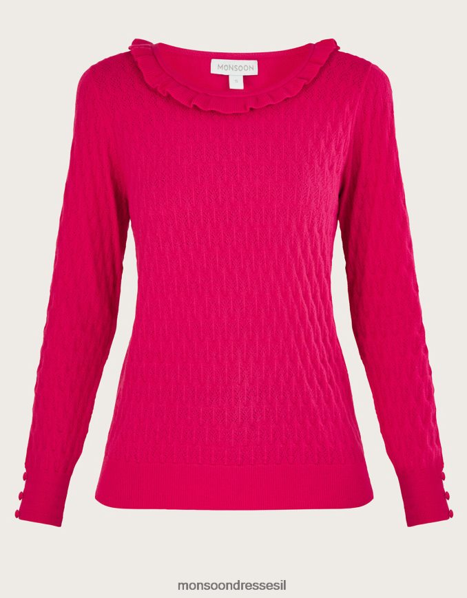 הַלבָּשָׁה Monsoon מגשר עם צווארון סלסול עם ויסקוזה בר קיימא וָרוֹד נשים HTJ0TZ405