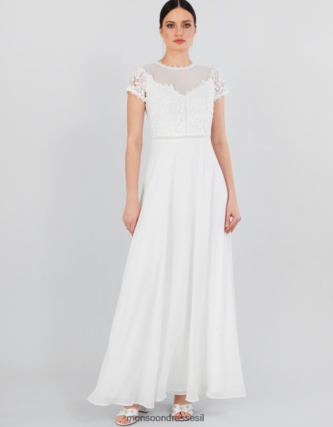 הַלבָּשָׁה Monsoon שמלת מקסי כלה אנג'לה תחרה שֶׁנהָב נשים HTJ0TZ407