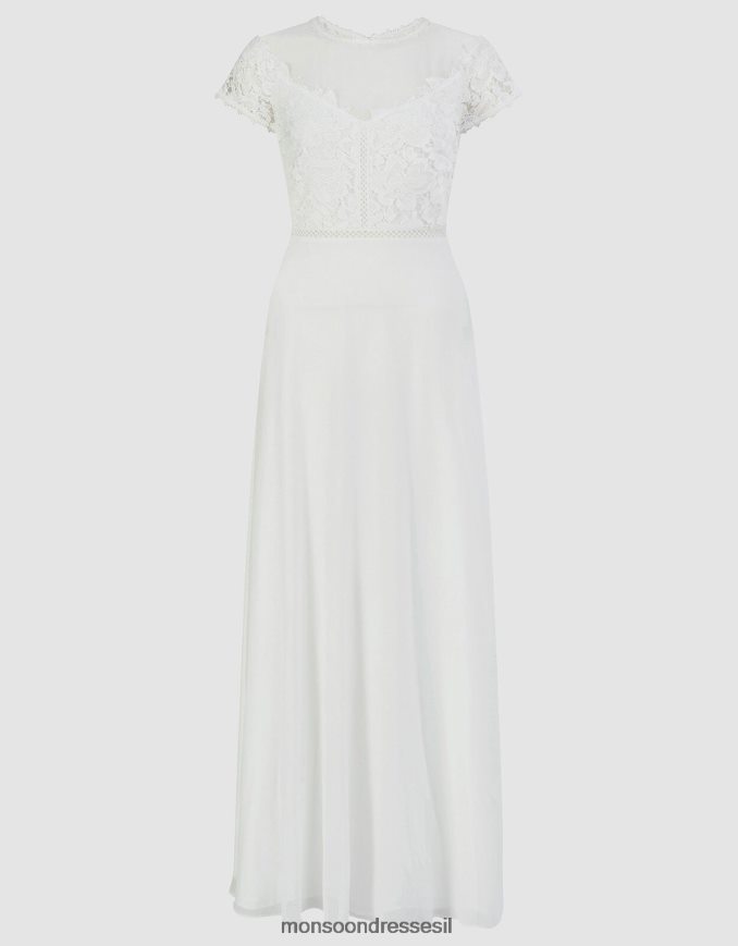 הַלבָּשָׁה Monsoon שמלת מקסי כלה אנג'לה תחרה שֶׁנהָב נשים HTJ0TZ407