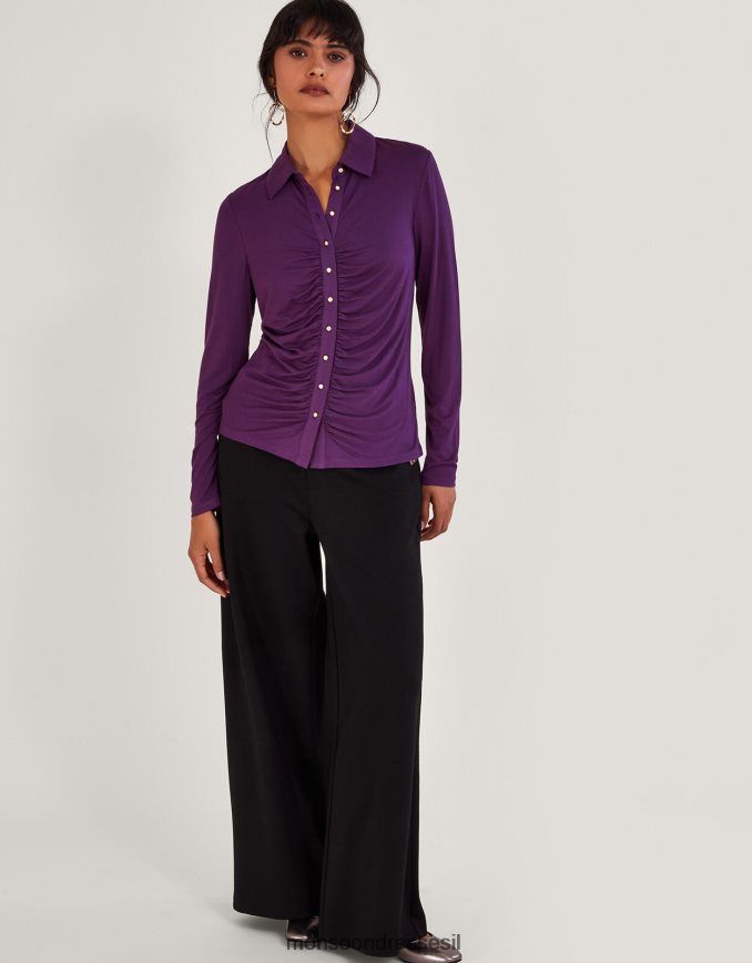 הַלבָּשָׁה Monsoon חולצת ג'רסי מרופדת סָגוֹל נשים HTJ0TZ40