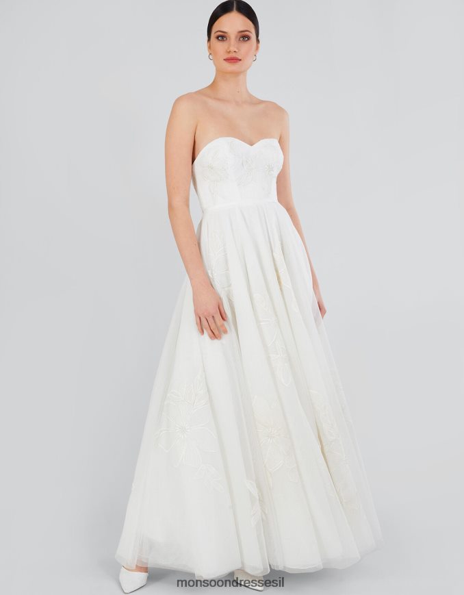 הַלבָּשָׁה Monsoon שמלת מקסי לבנדו רקומה של דונה שֶׁנהָב נשים HTJ0TZ413